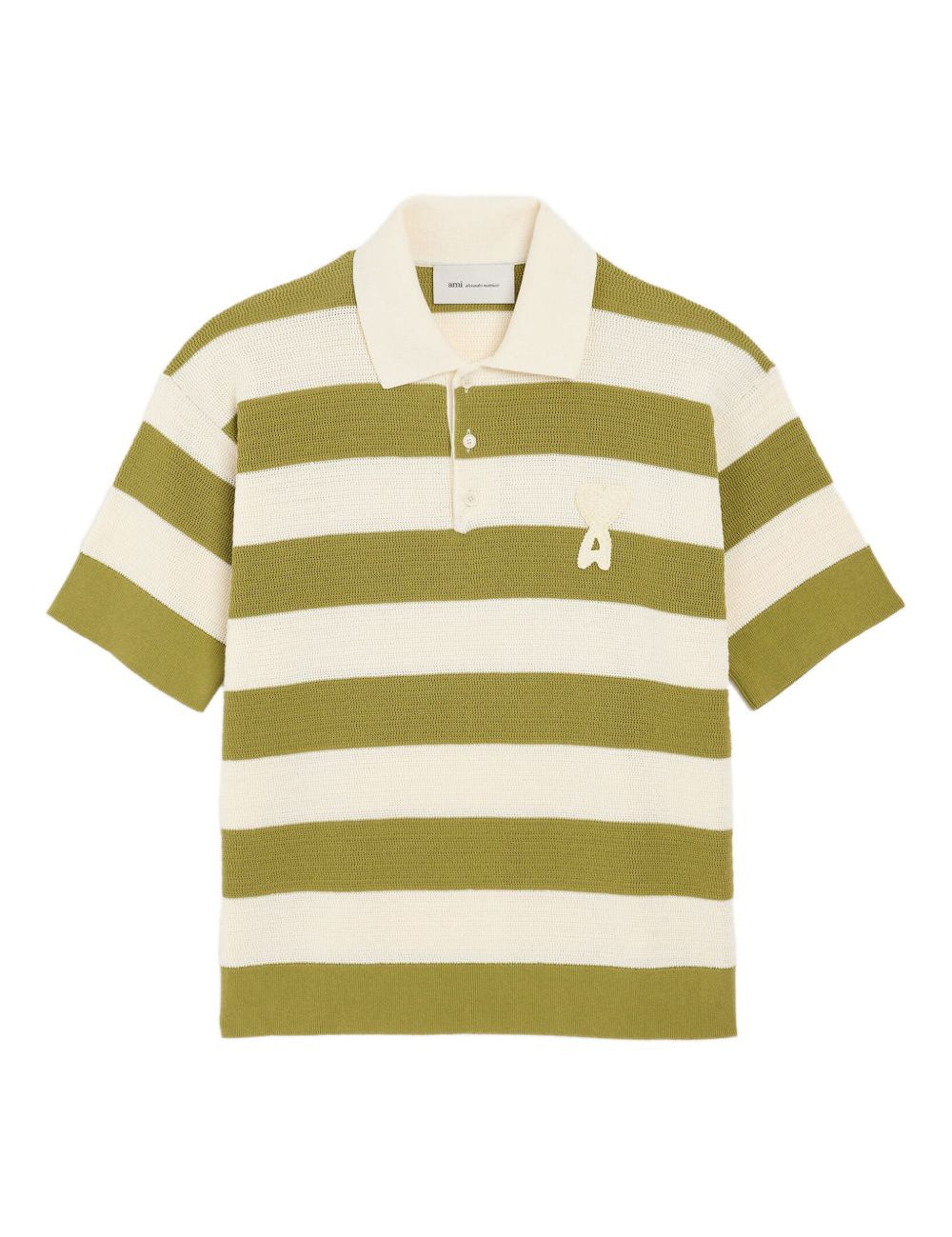 Polo a righe in bianco e verde Ami paris - uomo 