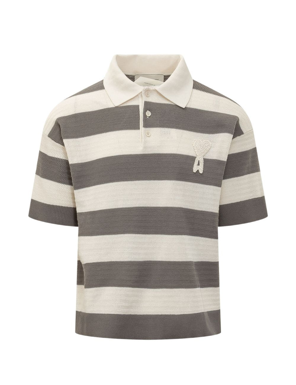 Polo a righe in grigio Ami paris - uomo 