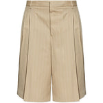 Shorts gessati con pieghe in beige Ami paris - uomo 