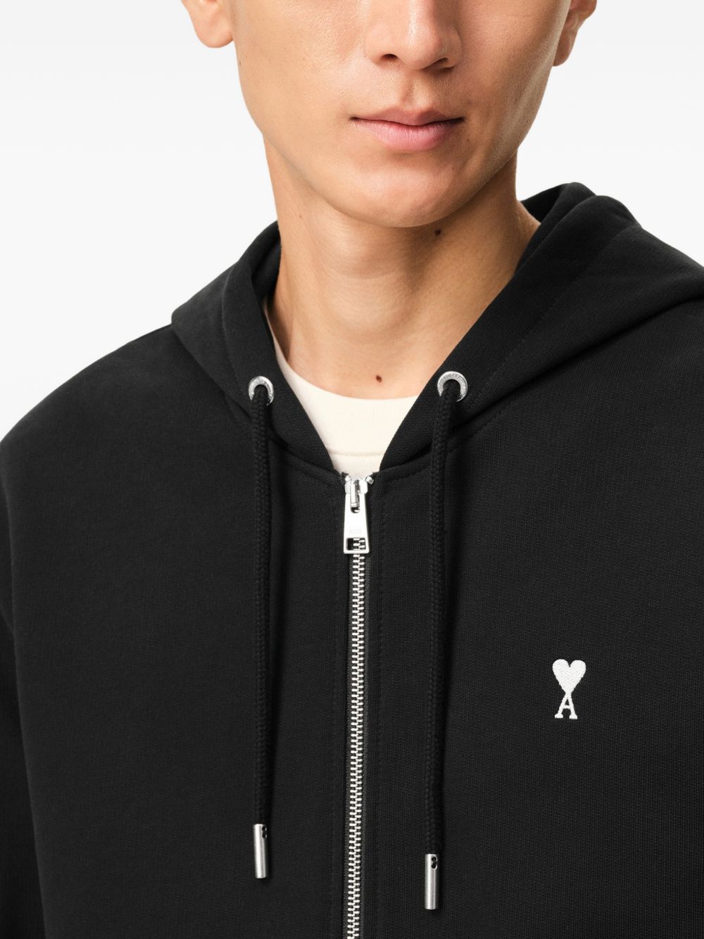 Felpa con zip Ami De Coeur in nero Ami paris - unisex 