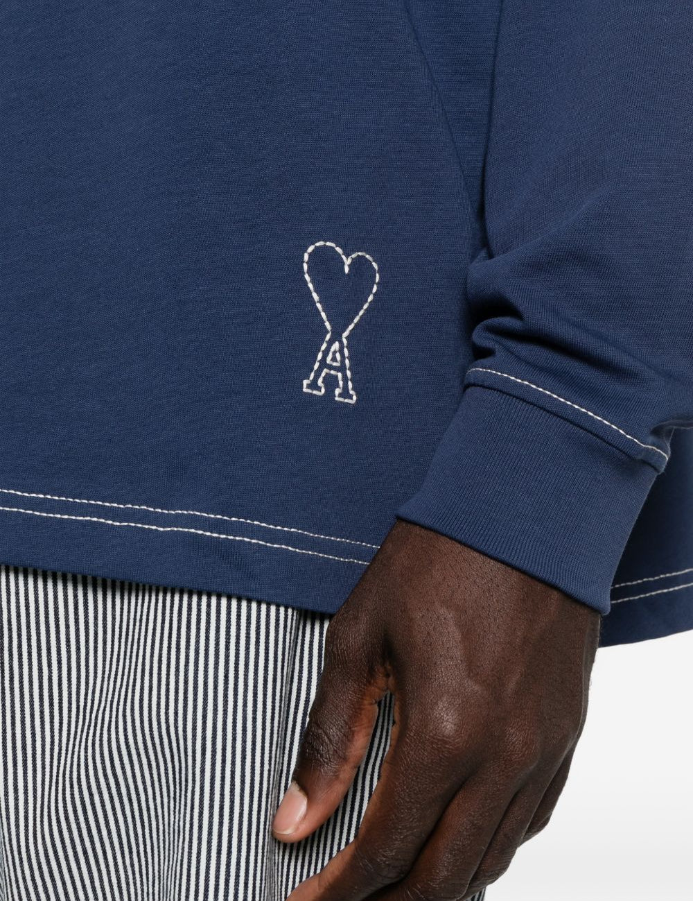 Felpa a maniche lunghe in blu Ami paris - uomo 