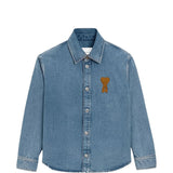 Giacca-camicia ami de coeur in denim blu Ami Paris - uomo 