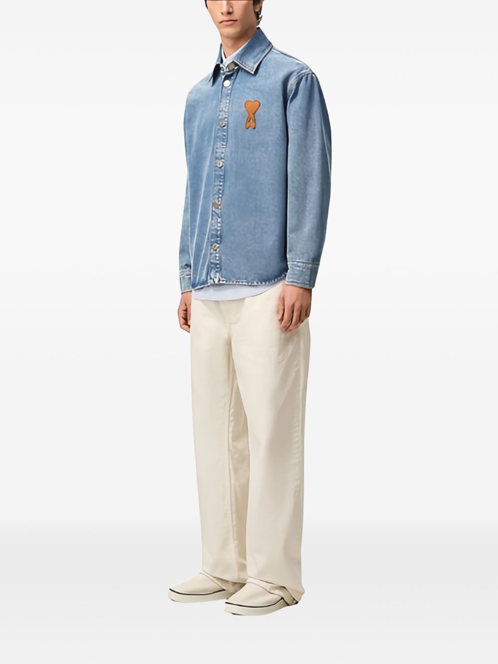 Giacca-camicia ami de coeur in denim blu Ami Paris - uomo 