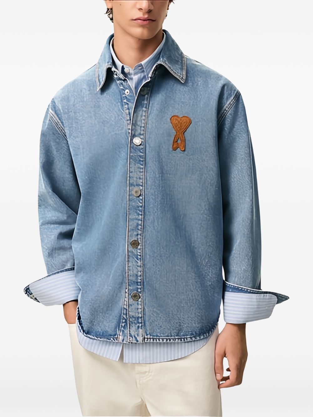 Giacca-camicia ami de coeur in denim blu Ami Paris - uomo 