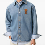 Giacca-camicia ami de coeur in denim blu Ami Paris - uomo 