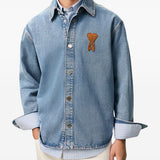 Giacca-camicia ami de coeur in denim blu Ami Paris - uomo 