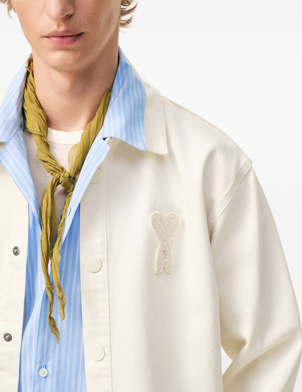 Giacca-camicia ami de coeur in avorio Ami Paris - uomo 