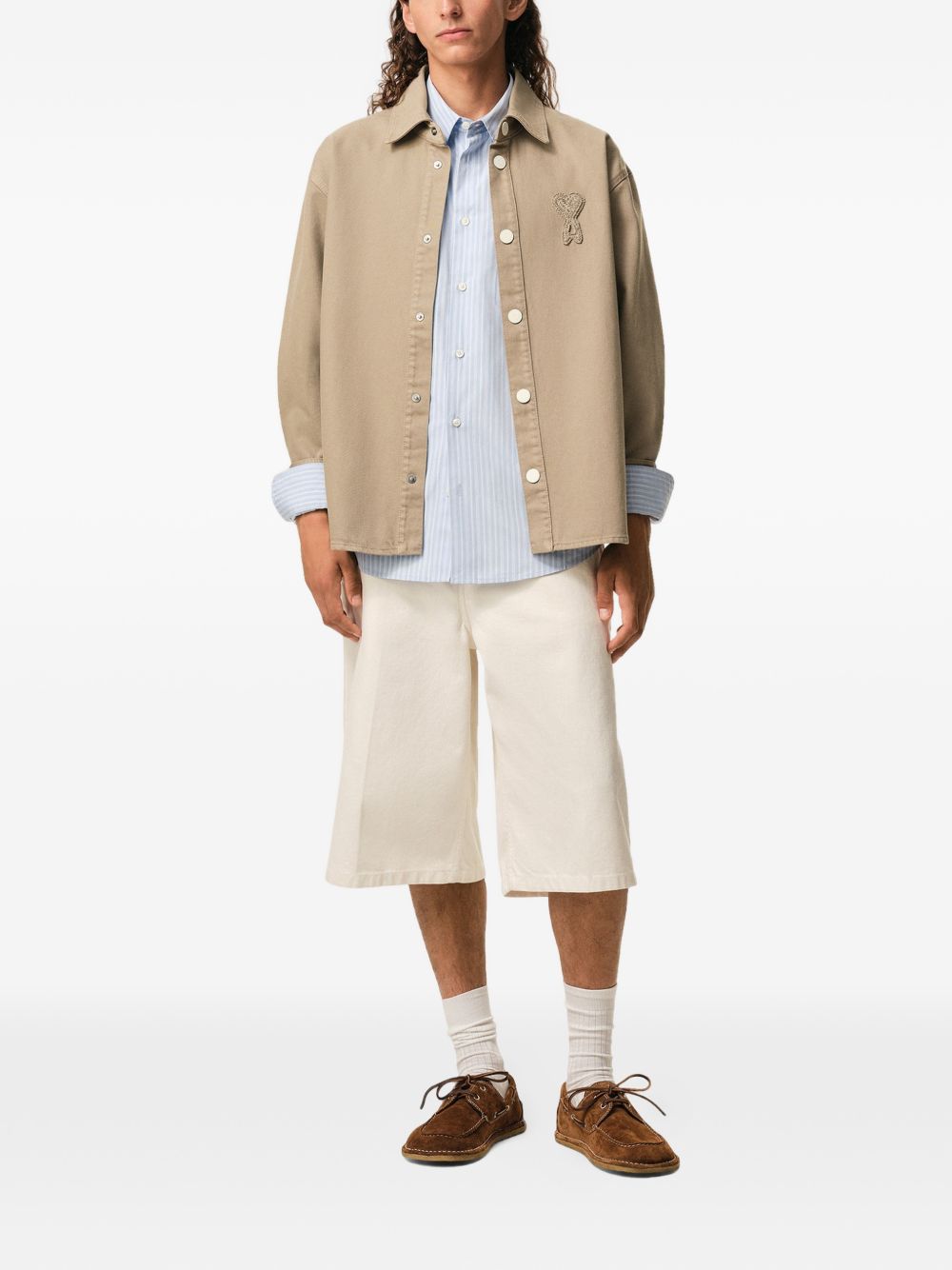 Giacca-camicia ami de coeur in beige Ami Paris - uomo 
