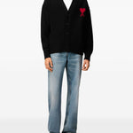 Cardigan Ami de Coeur con ricamo in nero PARIS - unisex 