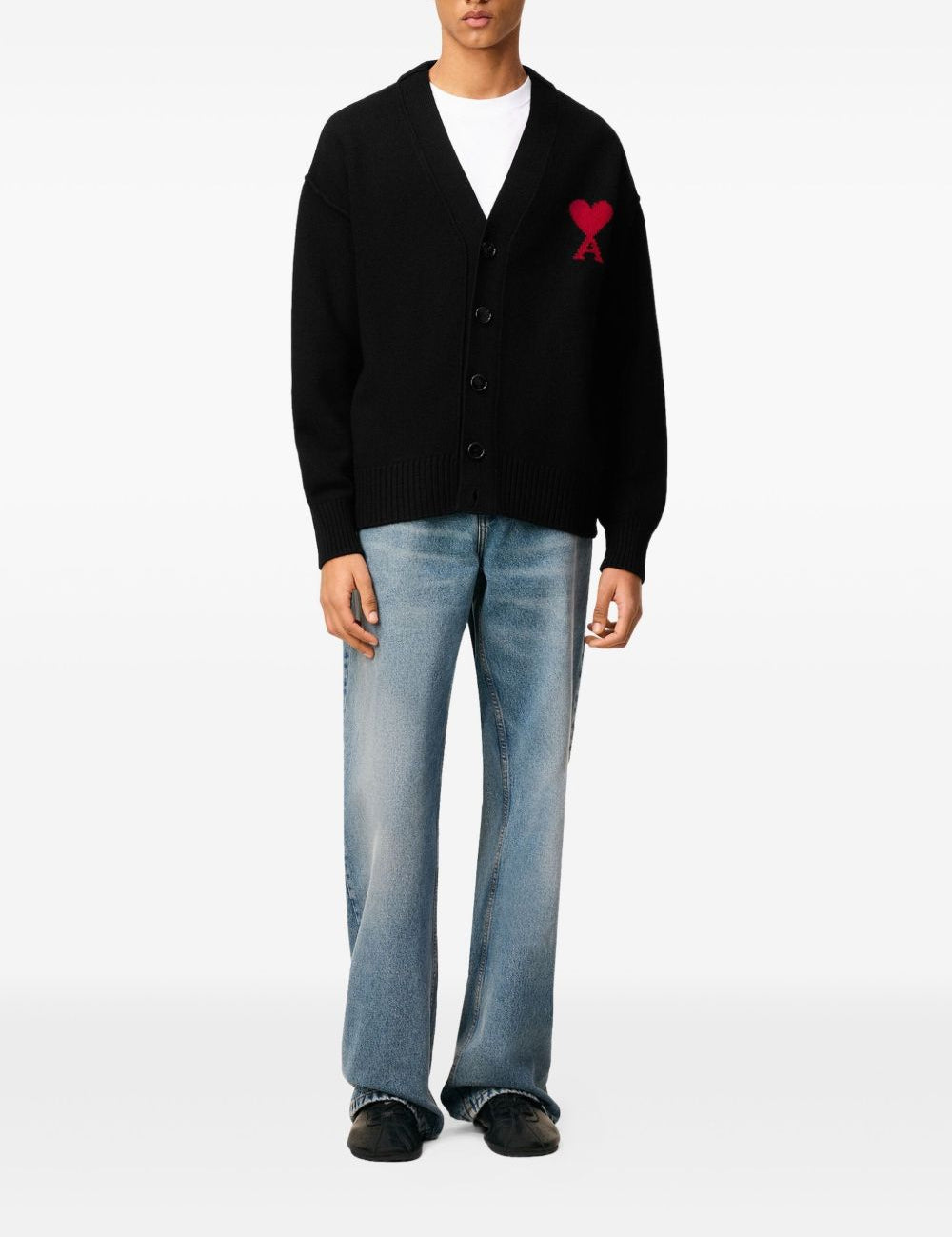 Cardigan Ami de Coeur con ricamo in nero PARIS - unisex 