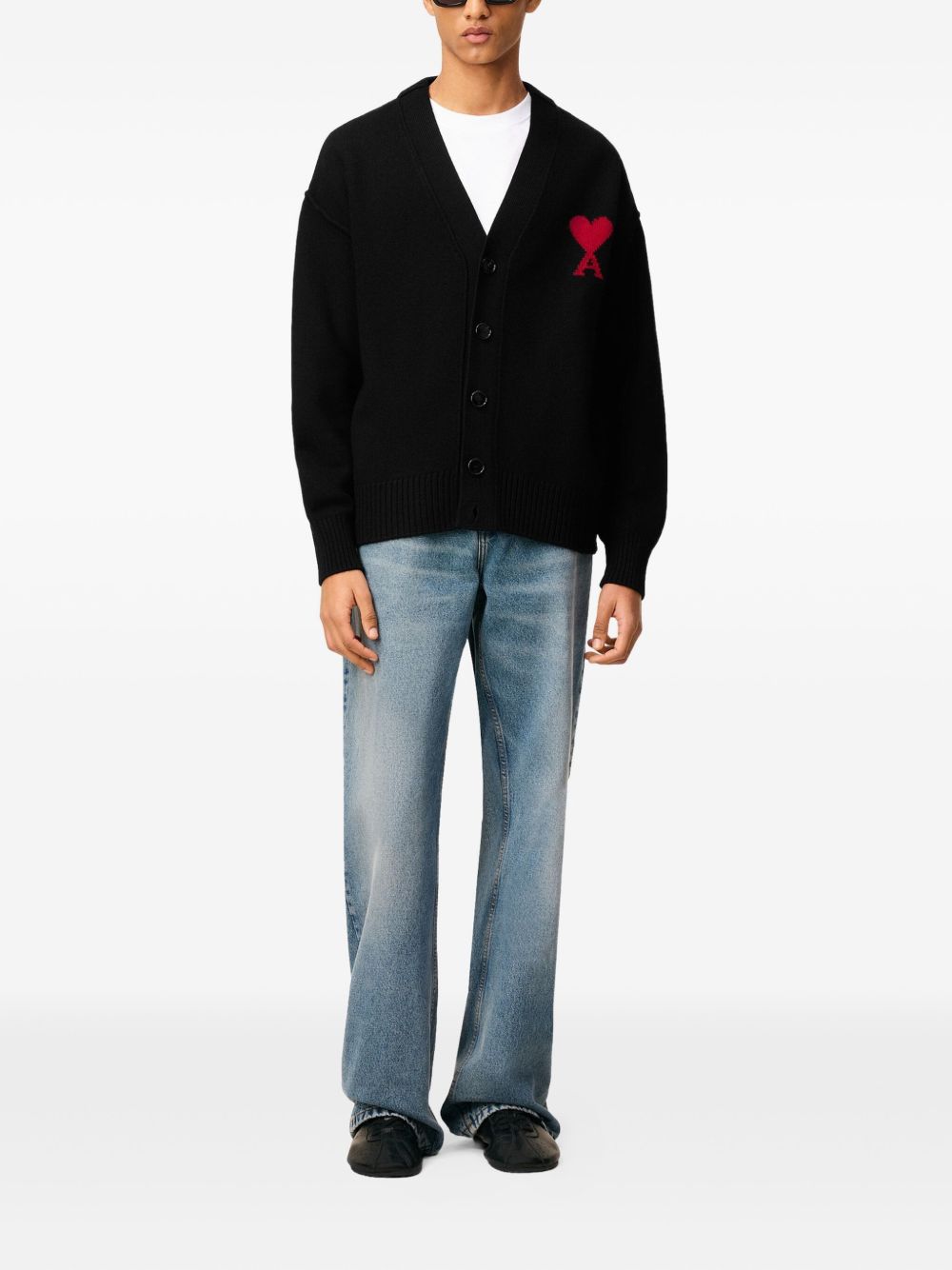 Cardigan Ami de Coeur con ricamo in nero PARIS - unisex 