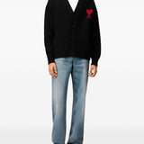 Cardigan Ami de Coeur con ricamo in nero PARIS - unisex 