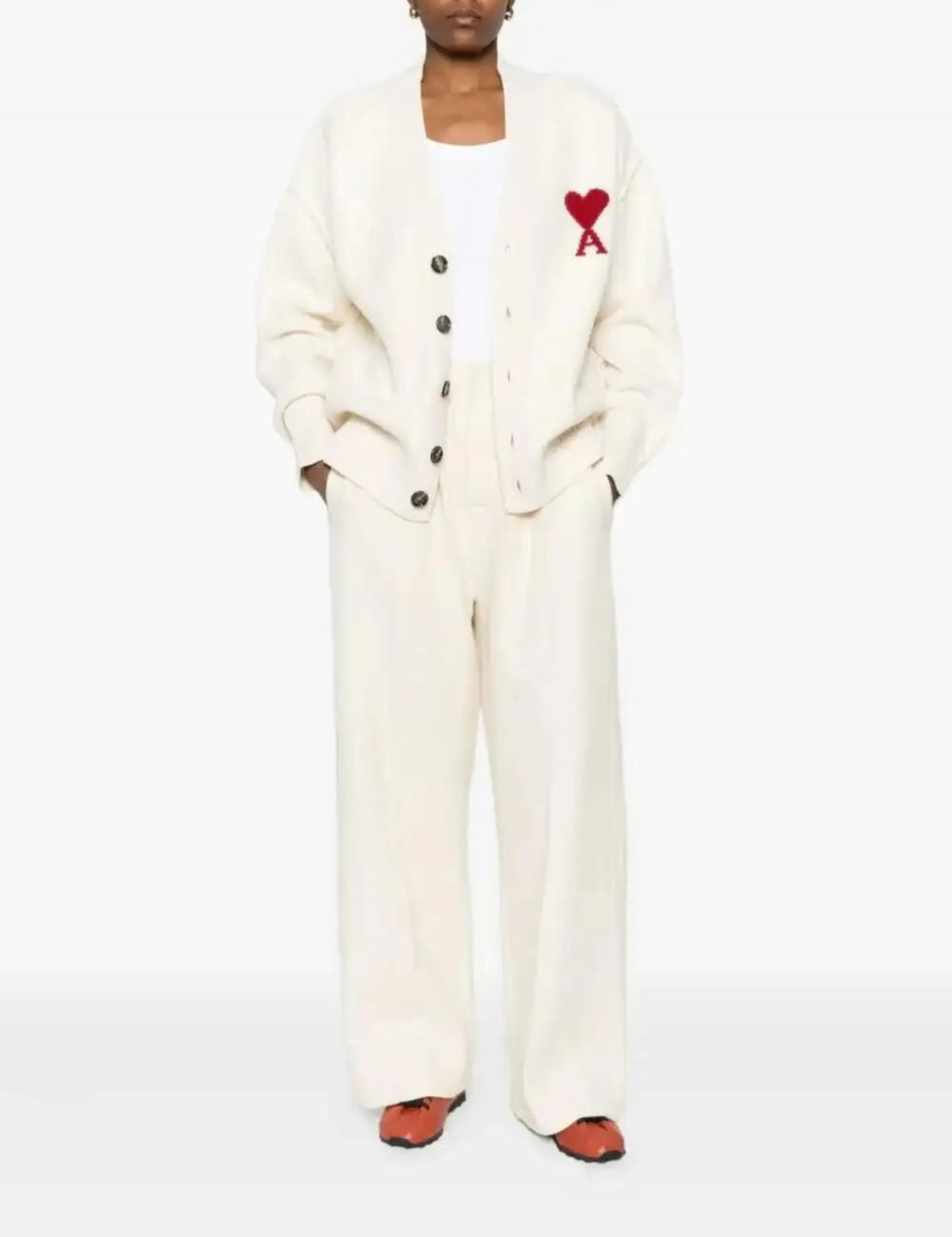 Cardigan Ami de Coeur con ricamo in avorio PARIS - unisex 