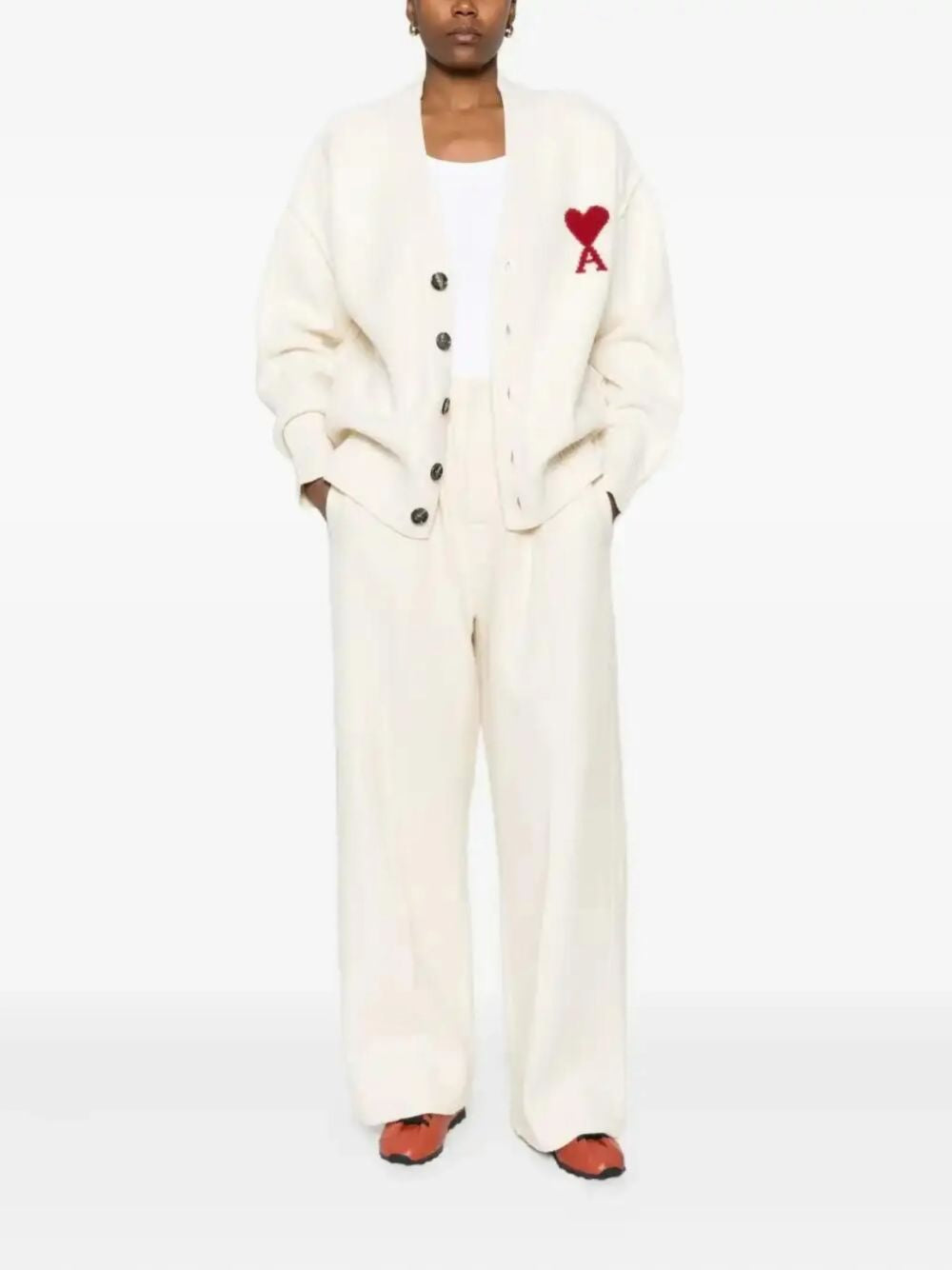 Cardigan Ami de Coeur con ricamo in avorio PARIS - unisex 