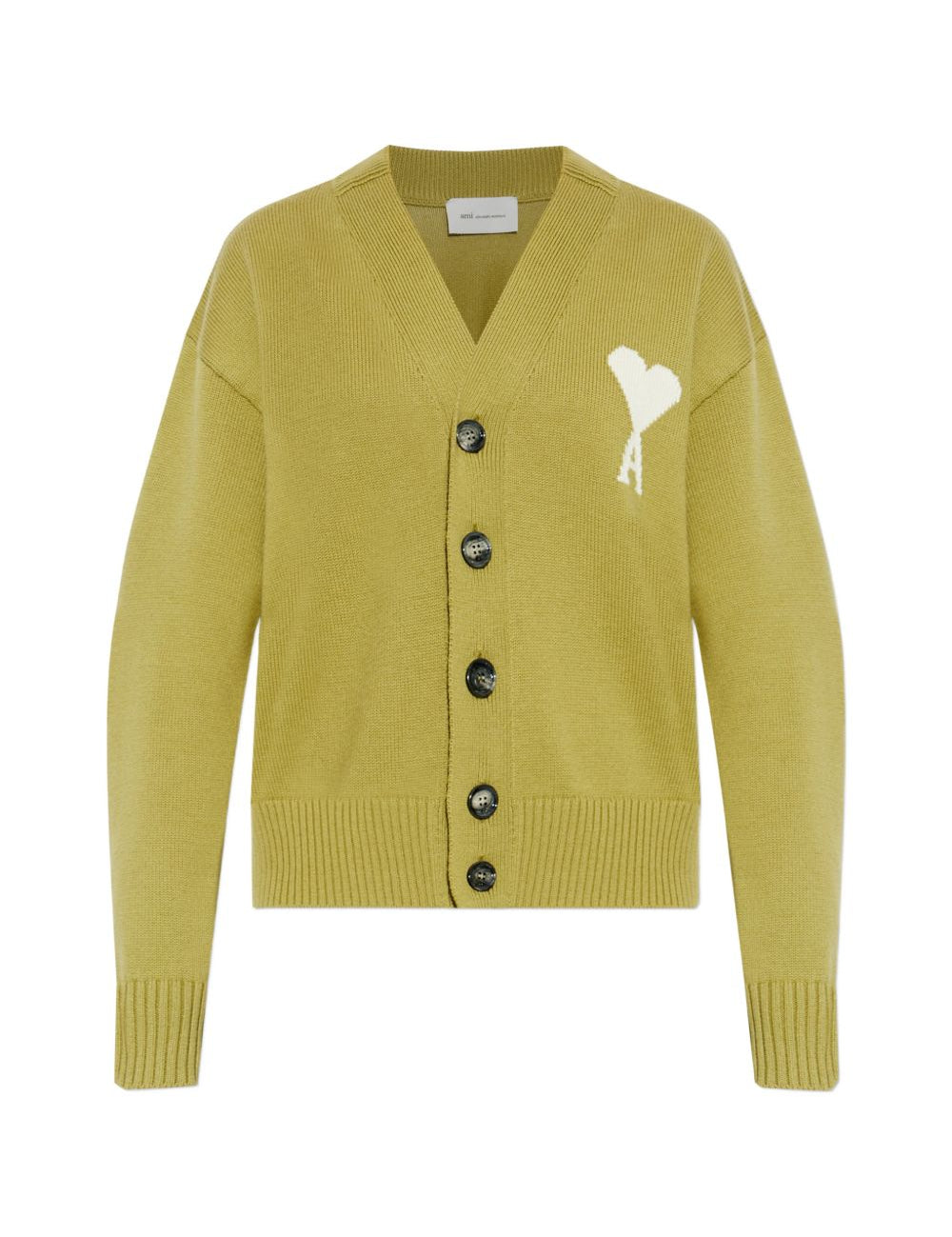 Cardigan ricamato in verde Ami paris - uomo 