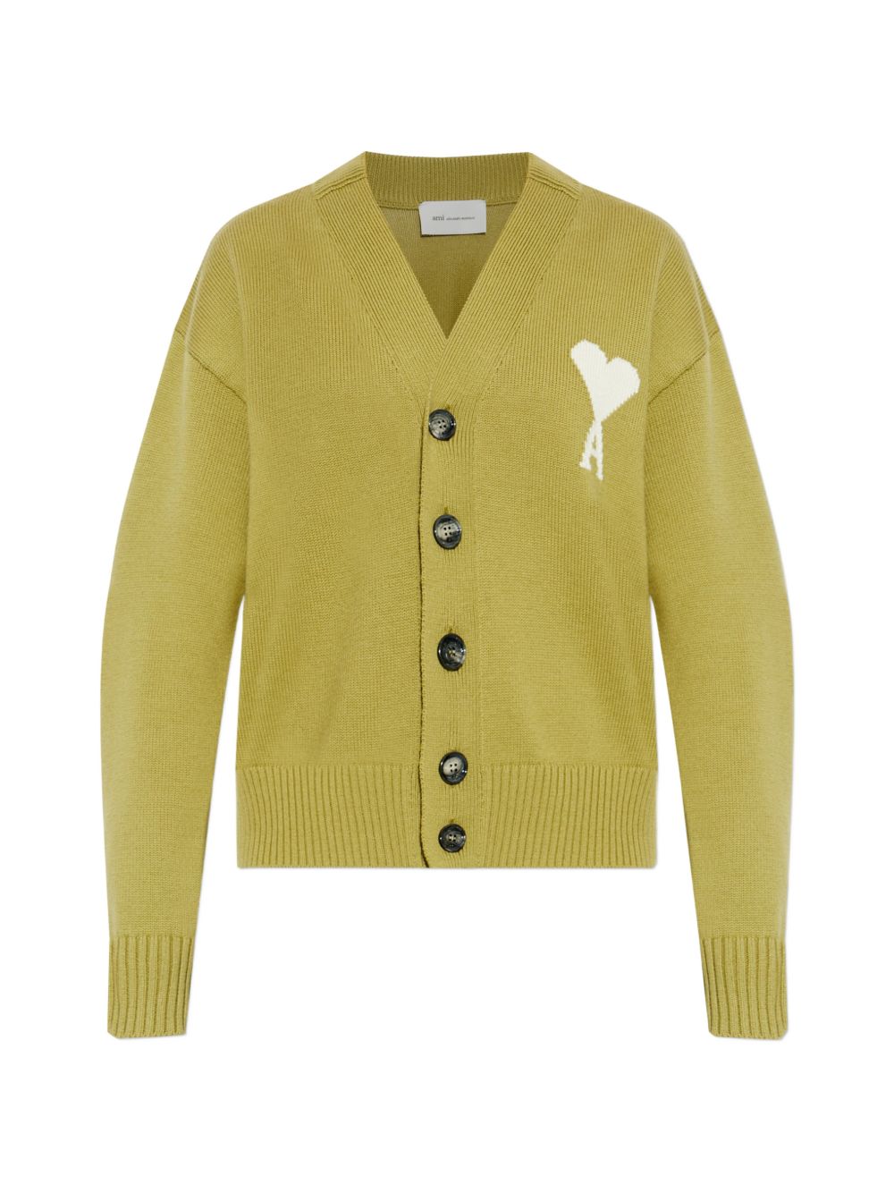 Cardigan ricamato in verde Ami paris - uomo 
