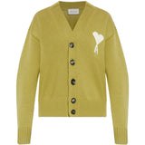 Cardigan ricamato in verde Ami paris - uomo 