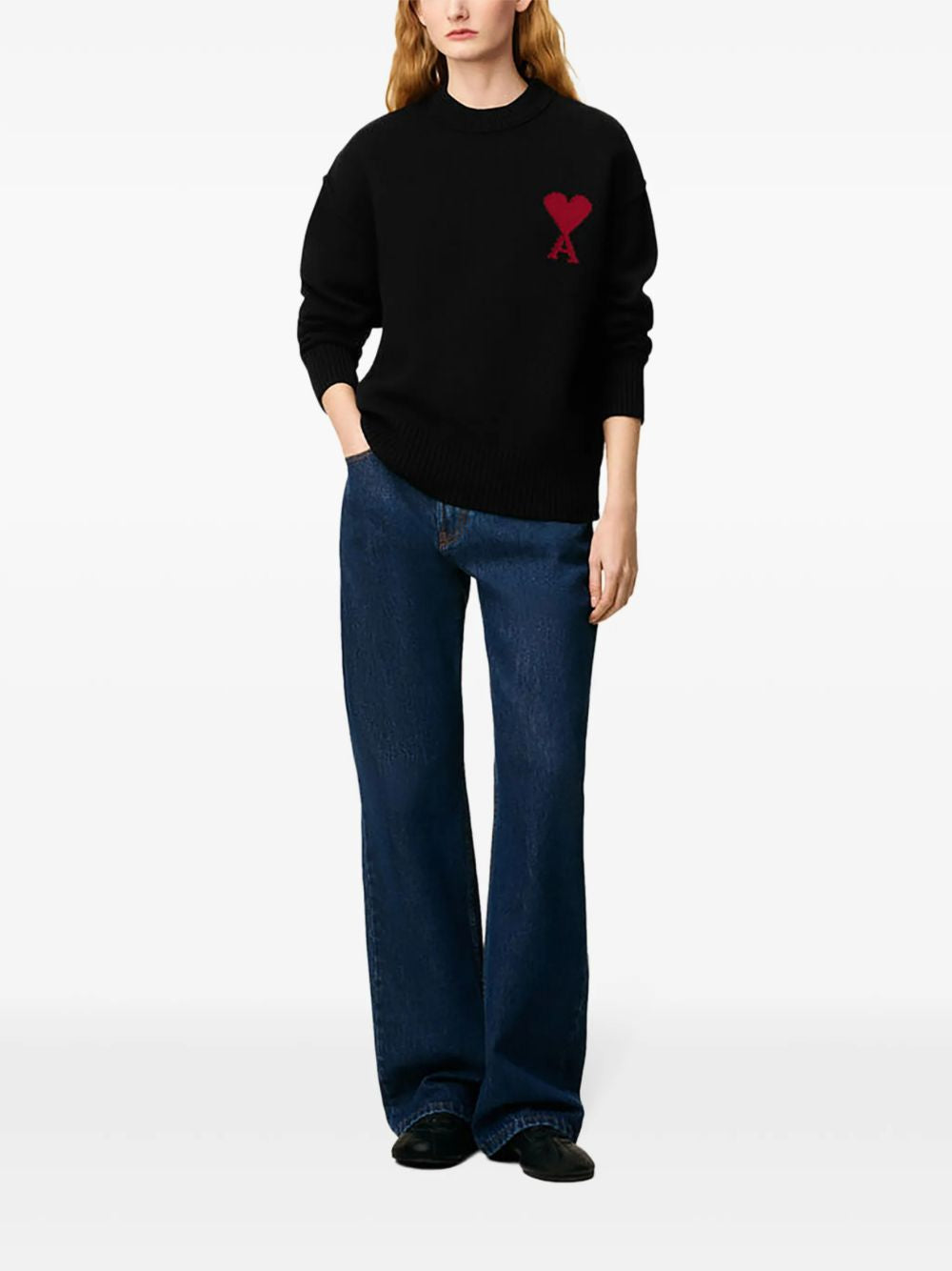 Maglione ami de coeur in nero Ami paris - unisex 