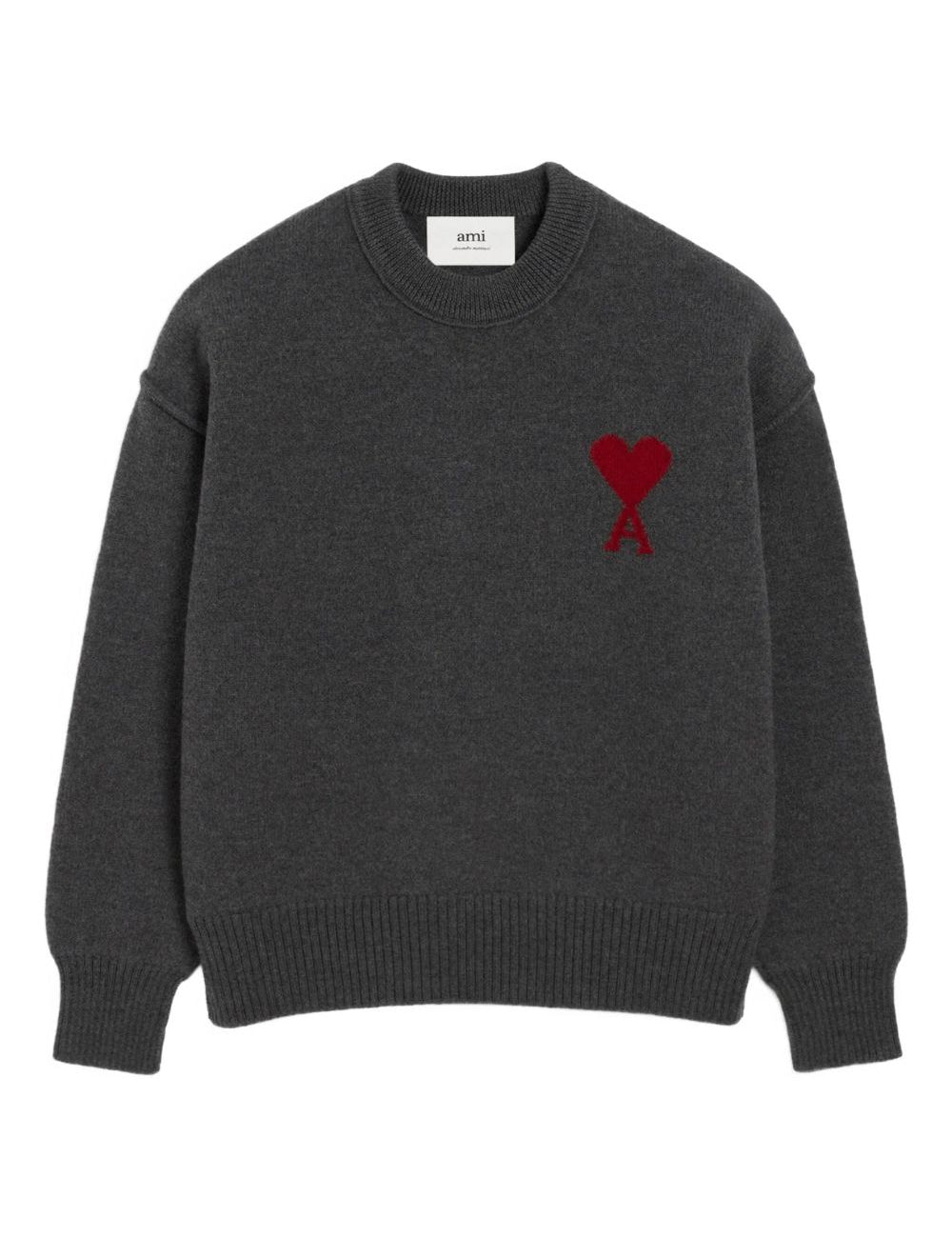 Maglione girocollo in grigio scuro Ami Paris - unisex 