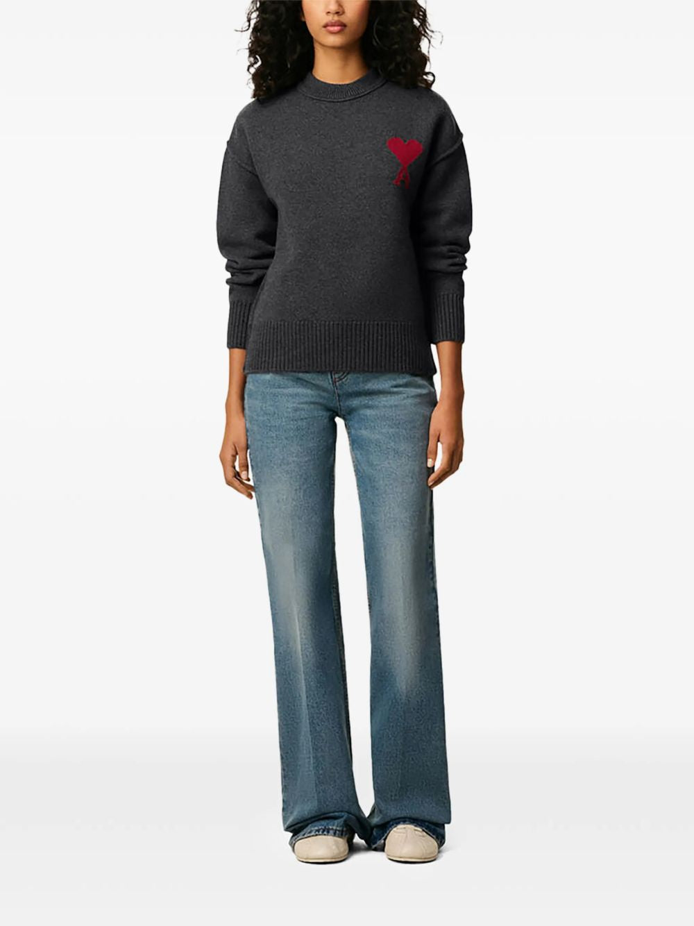 Maglione girocollo in grigio scuro Ami Paris - unisex 