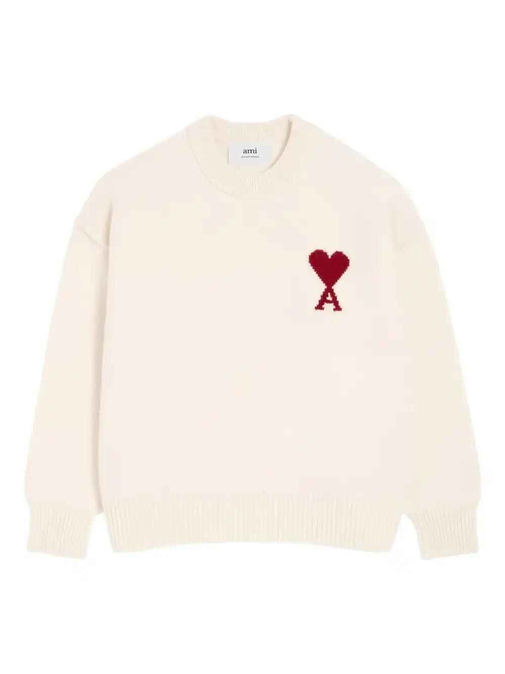 Maglione con logo in avorio Ami Paris - unisex 
