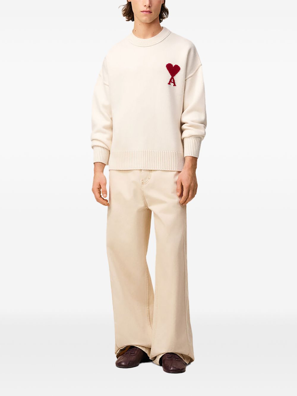 Maglione con logo in avorio Ami Paris - unisex 