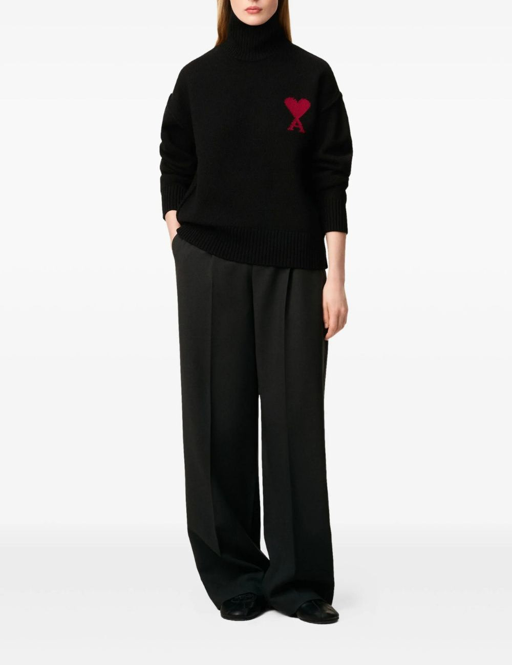Maglione collo alto con logo in nero Ami Paris - unisex 