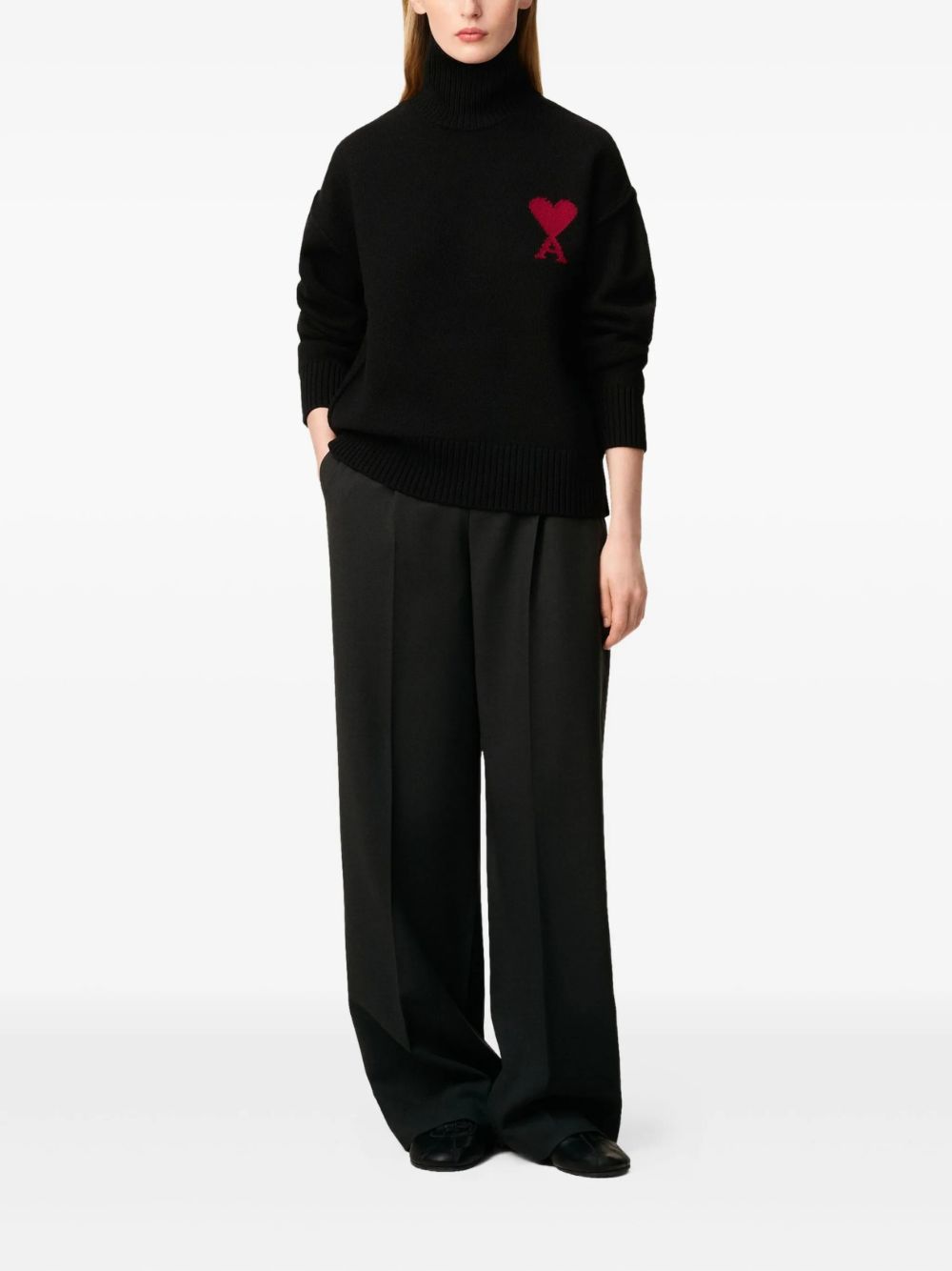 Maglione collo alto con logo in nero Ami Paris - unisex 