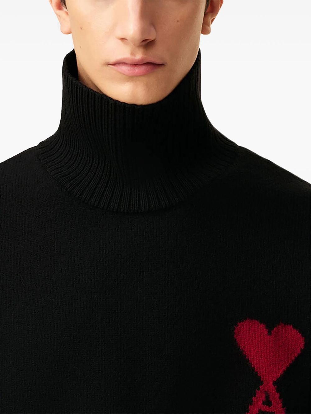 Maglione collo alto con logo in nero Ami Paris - unisex 