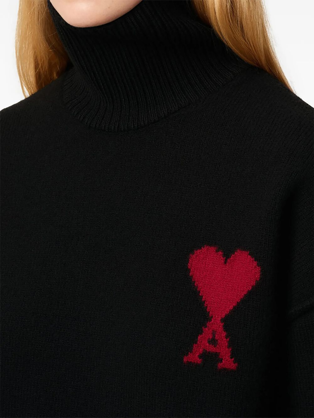 Maglione collo alto con logo in nero Ami Paris - unisex 