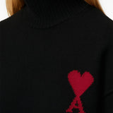 Maglione collo alto con logo in nero Ami Paris - unisex 