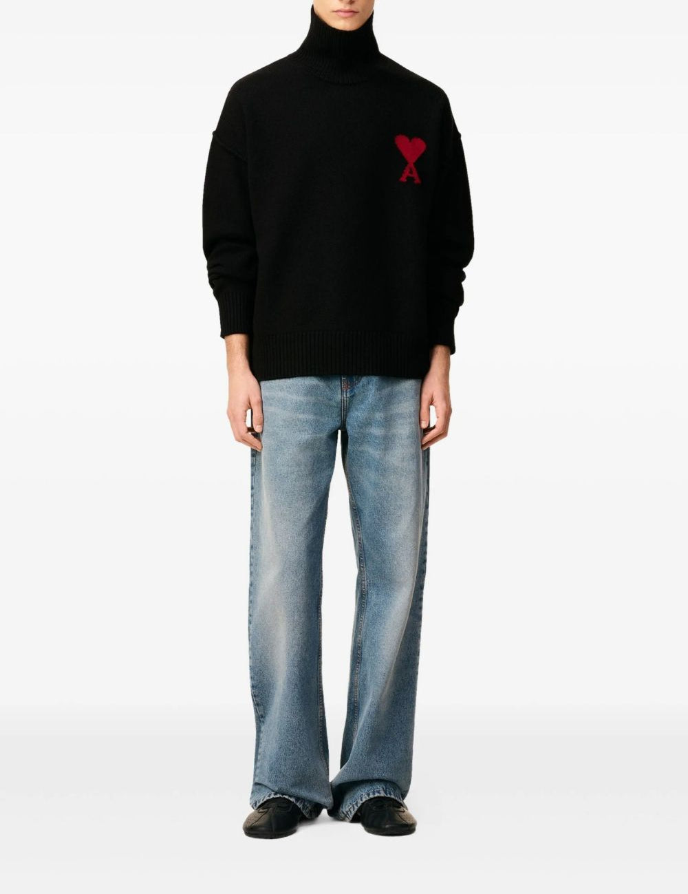 Maglione collo alto con logo in nero Ami Paris - unisex 
