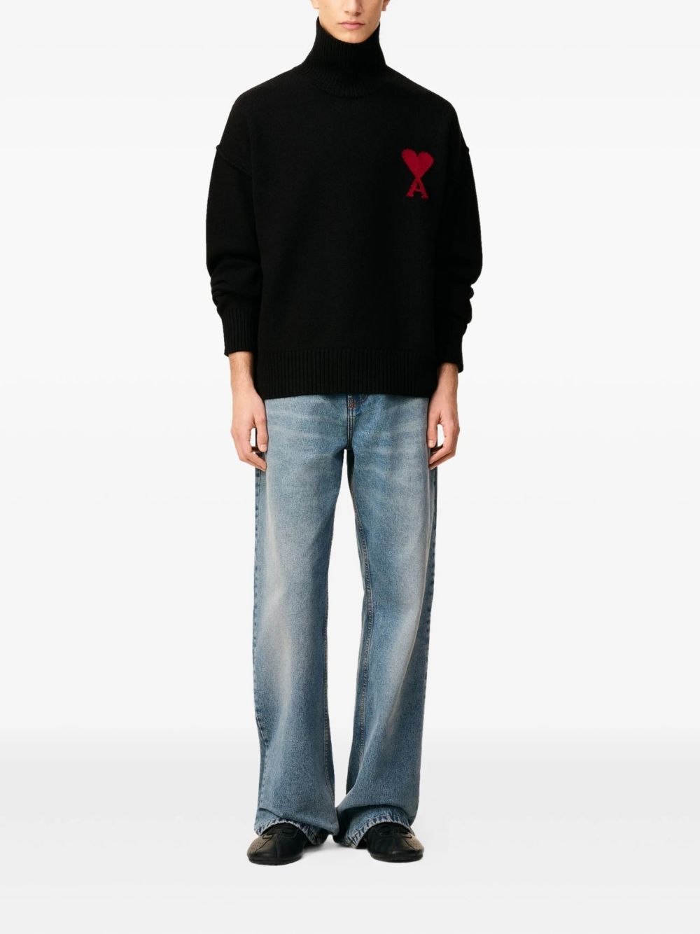 Maglione collo alto con logo in nero Ami Paris - unisex 