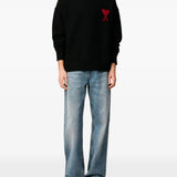 Maglione collo alto con logo in nero Ami Paris - unisex 