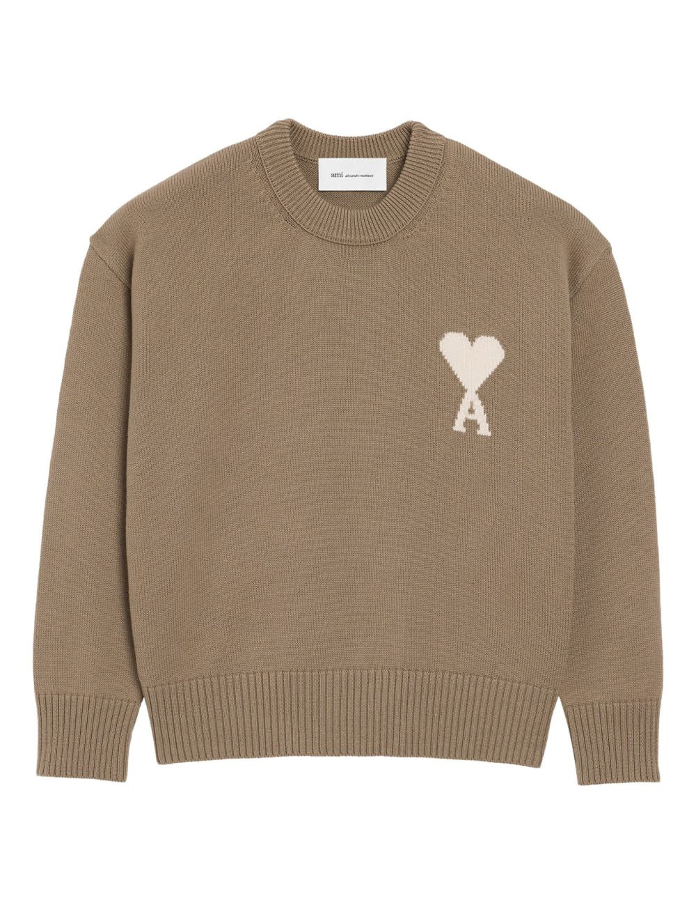 Maglione girocollo in marrone Ami paris - uomo 