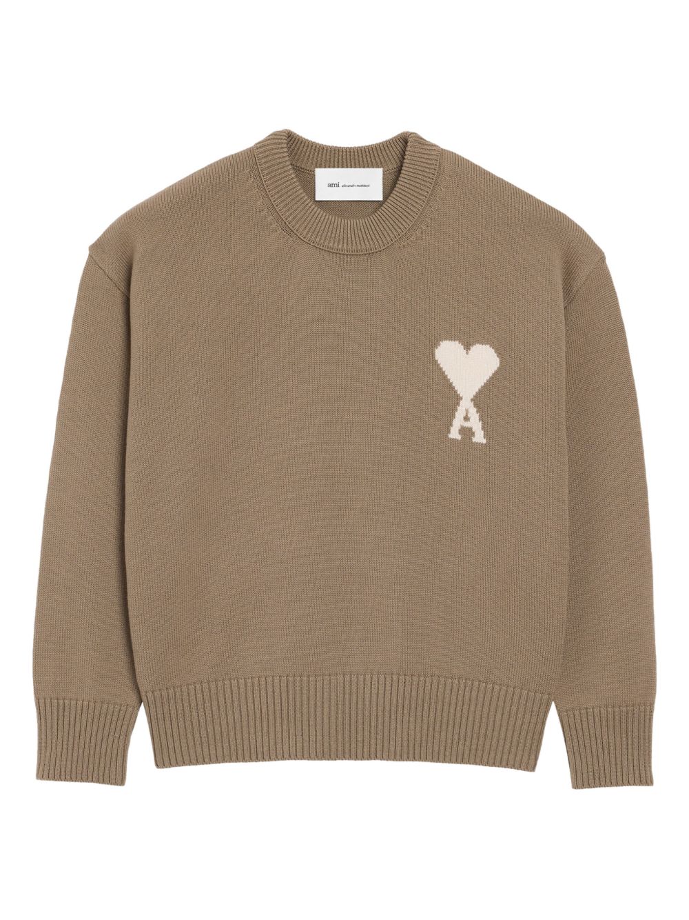 Maglione girocollo in marrone Ami paris - uomo 