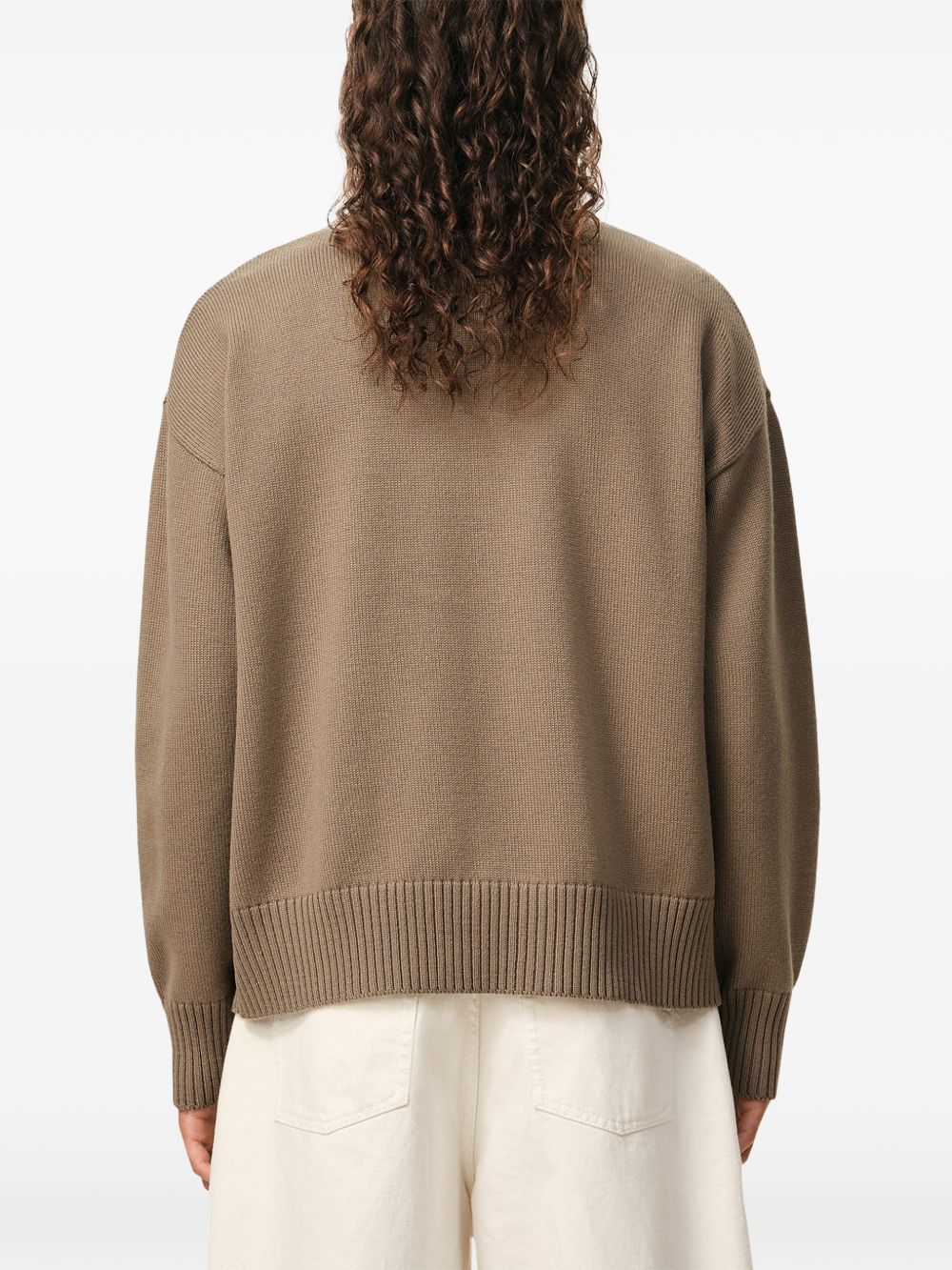Maglione girocollo in marrone Ami paris - uomo 