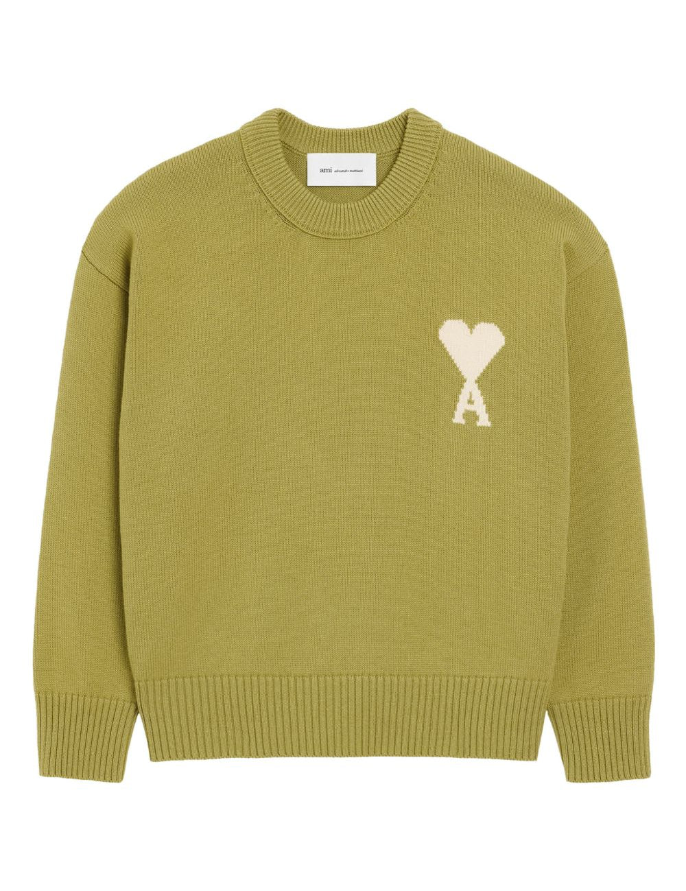 Maglione girocollo in verde Ami paris - uomo 