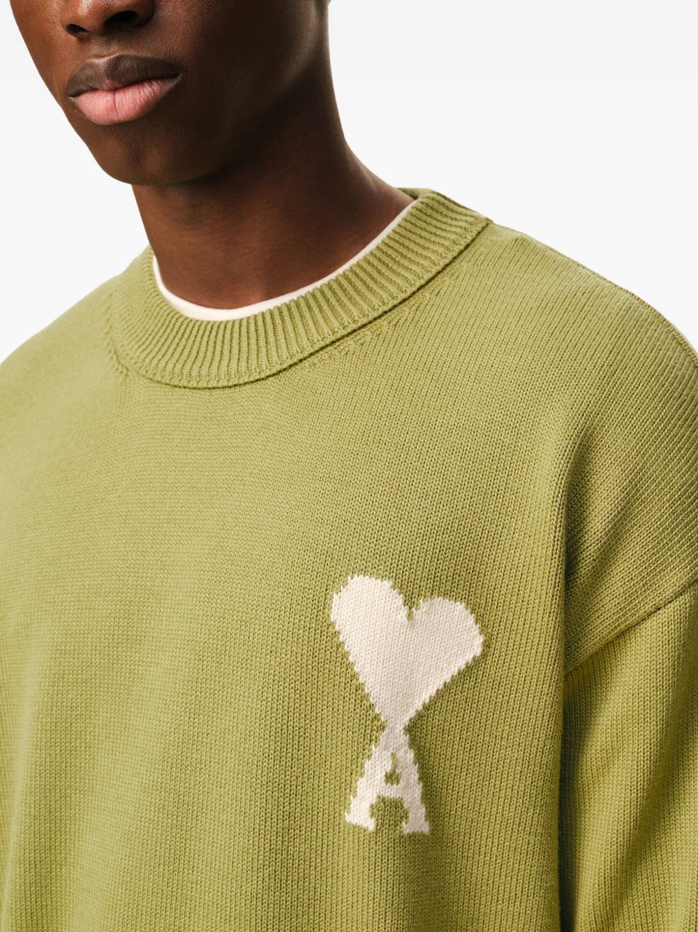 Maglione girocollo in verde Ami paris - uomo 