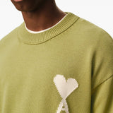 Maglione girocollo in verde Ami paris - uomo 