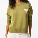 Maglione girocollo in verde Ami paris - uomo 