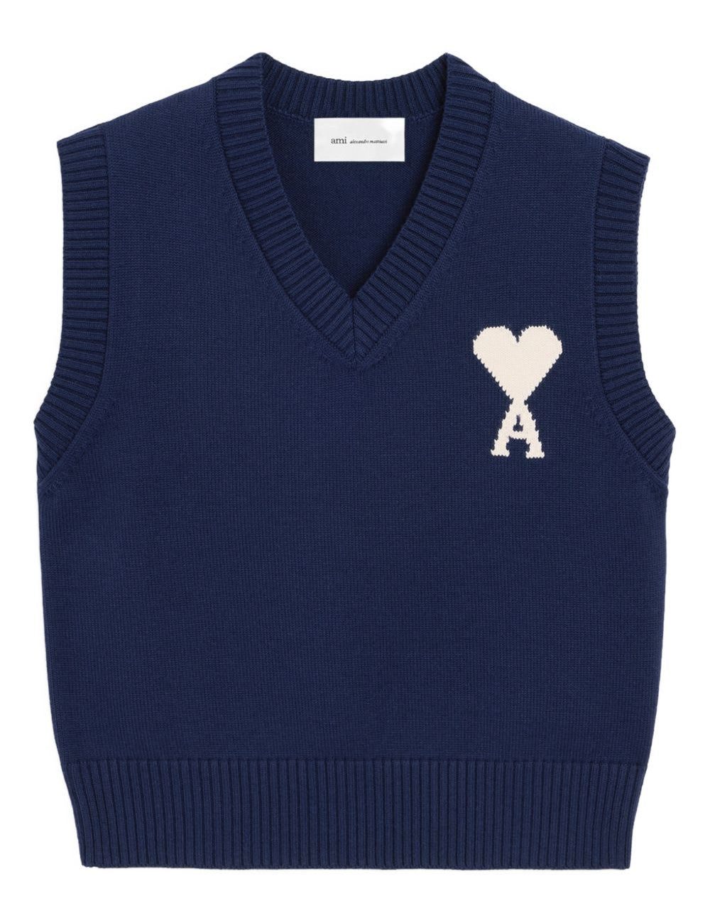 Gilet in lavorazione a maglia in blu Ami paris - uomo 
