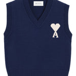 Gilet in lavorazione a maglia in blu Ami paris - uomo 