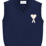 Gilet in lavorazione a maglia in blu Ami paris - uomo 