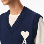 Gilet in lavorazione a maglia in blu Ami paris - uomo 