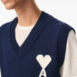 Gilet in lavorazione a maglia in blu Ami paris - uomo 