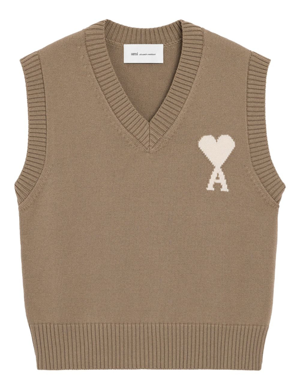Gilet in lavorazione a maglia in MARRONE Ami paris - uomo 