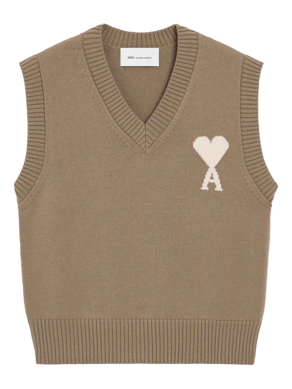 Gilet in lavorazione a maglia in MARRONE Ami paris - uomo 