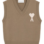 Gilet in lavorazione a maglia in MARRONE Ami paris - uomo 