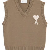 Gilet in lavorazione a maglia in MARRONE Ami paris - uomo 